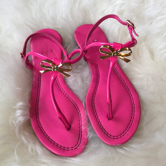 kate spade Shoes - Kate spade pink bow thong sandals Size 7 M